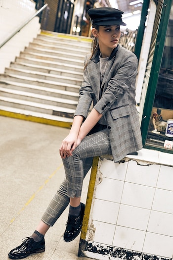 Blazer con cuello de cuerina