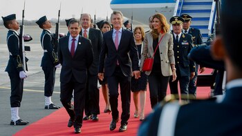 Mauricio Macri, ayer, al llegar