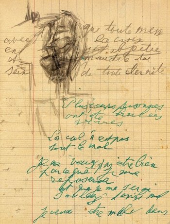 Hoja con apuntes de Artaud