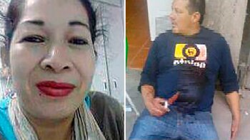 Elida del Valle y su marido, con el arma asesina en mano. (Mundo Villa)