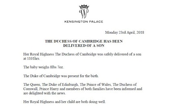 Comunicado oficial del Palacio de