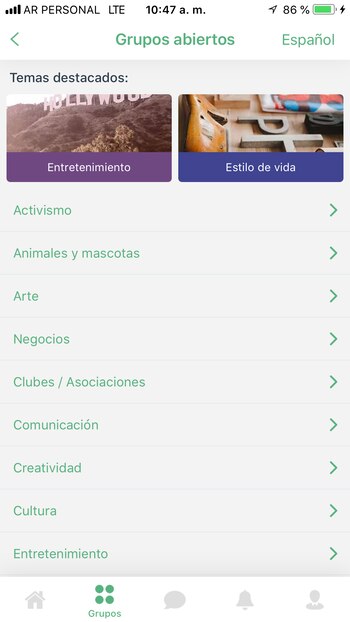 Los grupos están organizados por