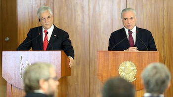Michel Temer recibió a Sebastián Piñera en Brasilia (EFE)