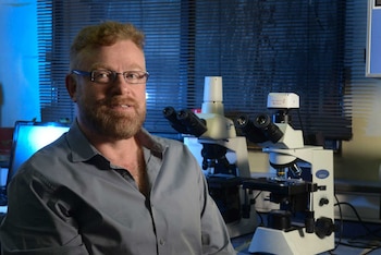 Rabinovich en su Laboratorio de Inmunopatología