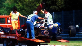 El auto del accidente quedó