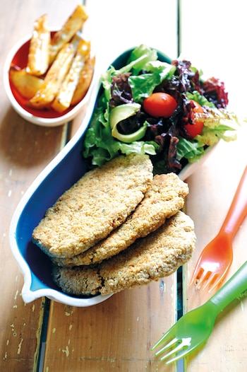 Milanesa de avena. Producción: Maru