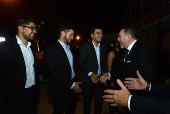 El saludo con Mario Montoto,