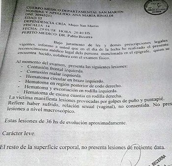 Parte de la denuncia por