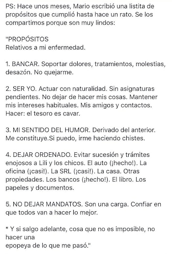 La publicación que hizo su