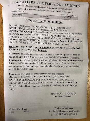 El “libre deuda” firmado por