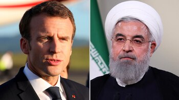 Emmanuel Macron y Hassan Rohani,