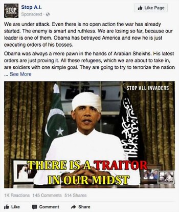 Una de las cuentas falsas