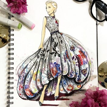 El bosquejo del vestido que