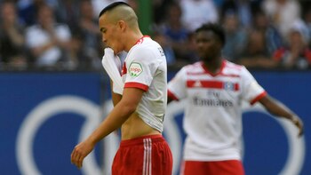 Los jugadores del Hamburgo, tristes