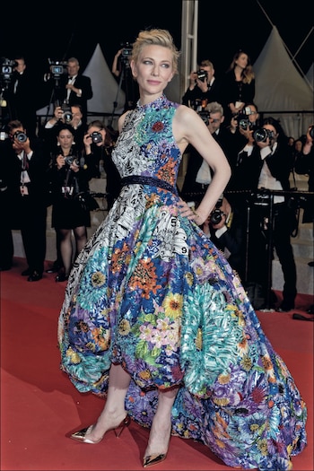 Cate Blanchett, floral en una creación de Mary Katrantzou.