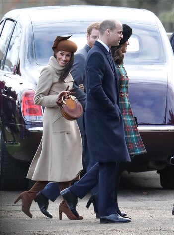 Meghan sonriente en tonos marrones: