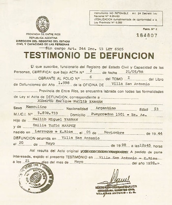 El documento oficial que certifica
