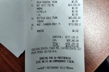 El recibo muestra que los