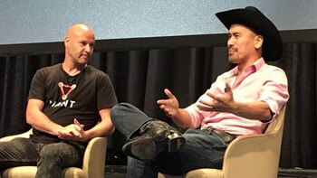 Joseph Lubin (izquierda) junto a Jimmy Song (derecha) en una charla durante el evento Consensus el 14 de mayo de 2018, en Nueva York