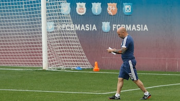 Sampaoli, en el entrenamiento matutino.