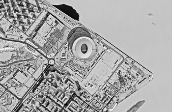 La nieve sobre el estadio