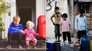 El contraste entre los niños de los países nórdicos y las víctimas de la guerra en Siria