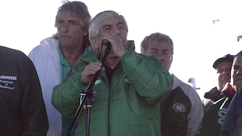 Hugo Moyano durante un acto