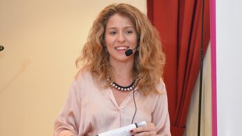 La periodista, Luciana Mantero, esposa