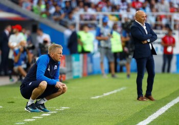 Heimir Hallgrimsson y Jorge Sampaoli en