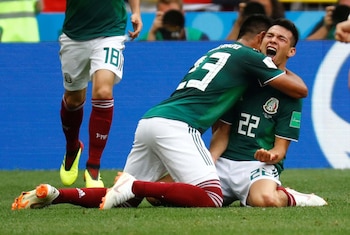 Hirving Lozano celebra su histórico gol ante Alemania en el Mundial de Rusia 2018 (REUTERS)
