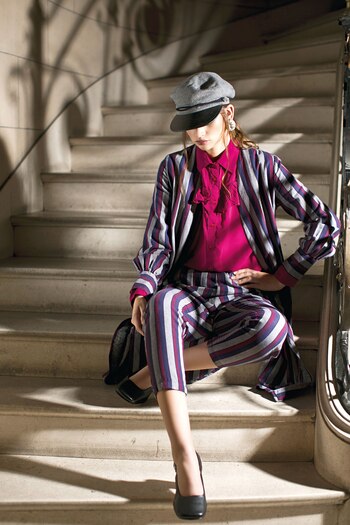 Kimono y pantalón rayado ($1.680