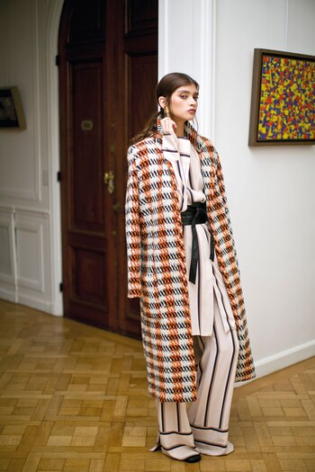 Tapado mini cuadrillé largo, camisa