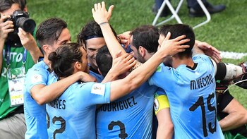 El festejo del equipo uruguayo