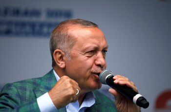 El dictador turco Erdogan durante un