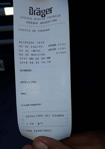 El camionero tenía 1.70 gramos