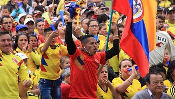 Hinchas celebran en un parque