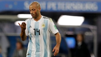 Mascherano jugó su último partido con la Selección en el Mundial de Rusia, el día de la eliminación ante Francia por los octavos de final (AP Photo/Petr David Josek)