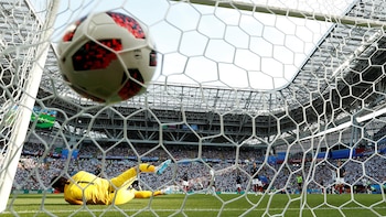 Postal del gol de Ángel Di María para la selección argentina ante Francia