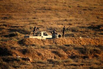 Soldados jordanos custodian la frontera