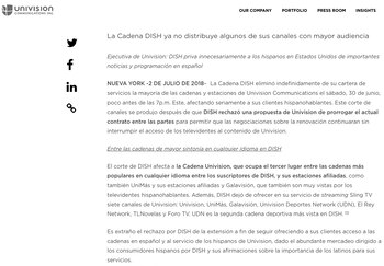 Comunicado oficial de Univision
