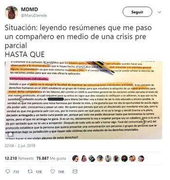 El tuit que publicó María