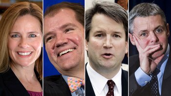 Los principales candidatos a integrar la Corte Suprema: Amy Barrett, Don Willett, Brett Kavanaugh y Raymond Kethledge