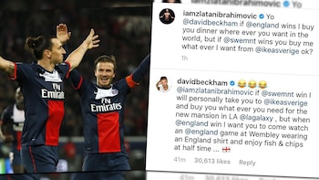 Ibrahimovic y Beckham hicieron una apuesta en la previa de Suecia-Inglaterra
