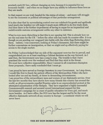 La carta de Boris Johnson