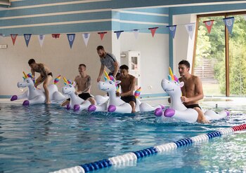 La carrera de inflables en