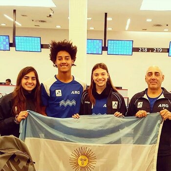 La delegación argentina antes de