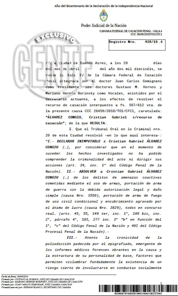 La primera página de las