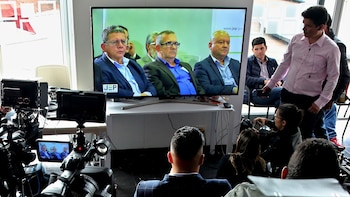 Los ex guerrilleros Pablo Catatumbo,