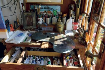 Los utensilios del artista, muchos