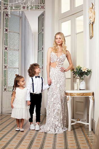 Vestido en tulle devoré floreado